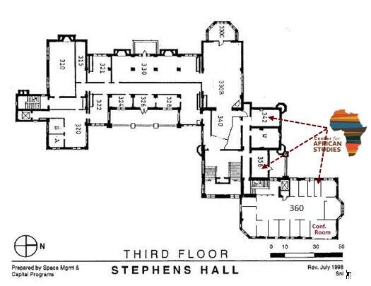Map of the third floor of Stephens Hall