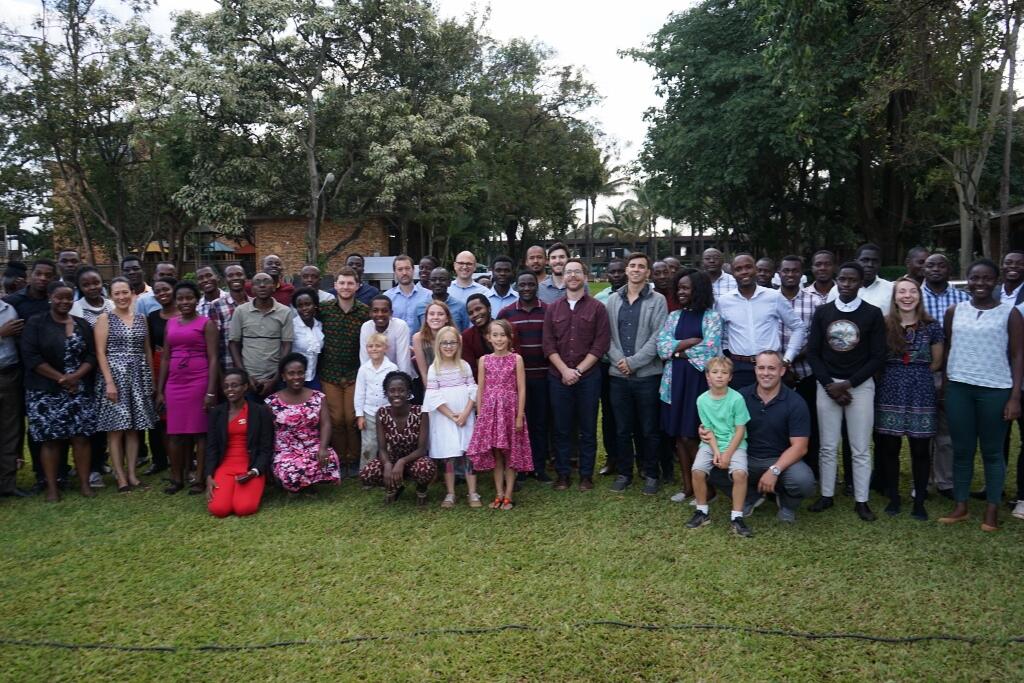 Large group photo in Uganda of bioentrepreneurship workshop participants