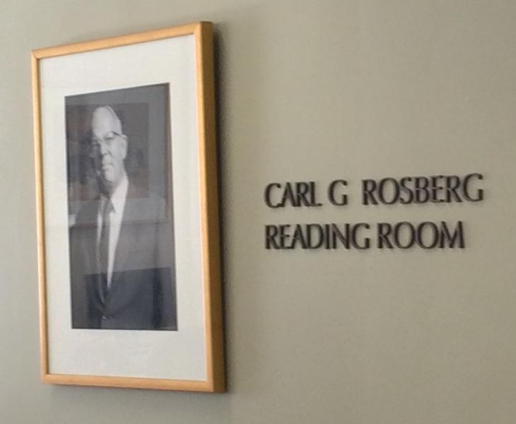 Picture of Carl G. Rosberg Next to Library Sign