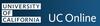 Logo for UC Online - text "University of California; UC Online" against blue background